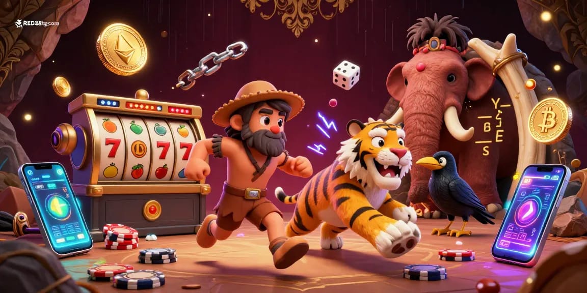 Experience thrilling gaming at RED88tgcom with vibrant slot reels and crypto elements for a breathtaking casino atmosphere.
