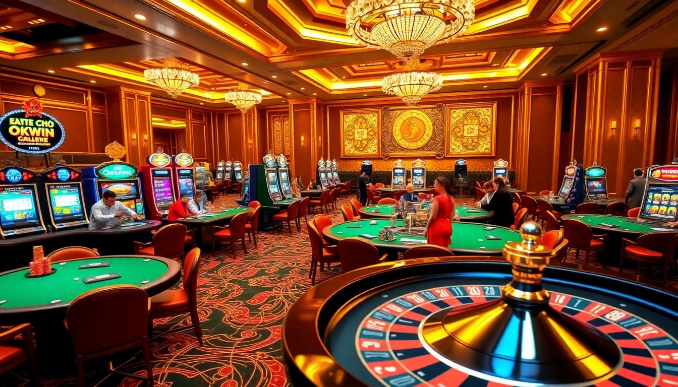 Experience the excitement of gambling at Trang Chủ OKWIN with vibrant poker tables and dynamic slot machines.