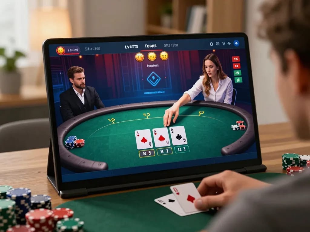 Engaging online poker session on nego77 app with strategic gameplay elements visible on screen