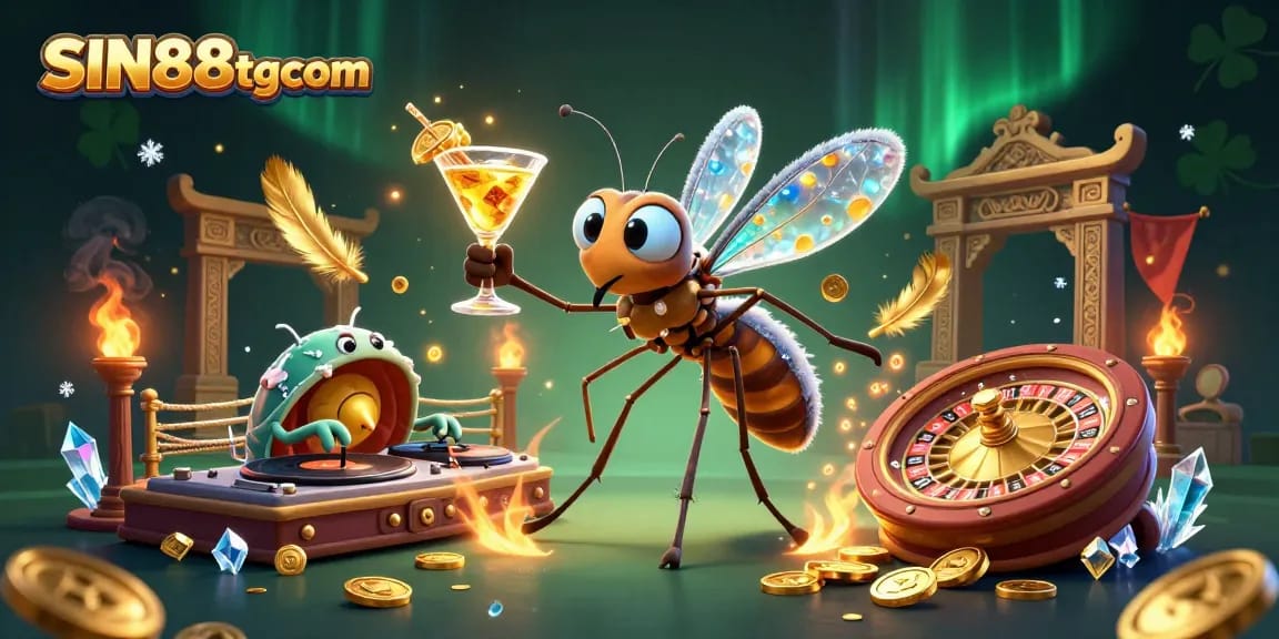 Experience the excitement of SIN88tgcom with a vibrant 3D casino scene featuring animated characters.