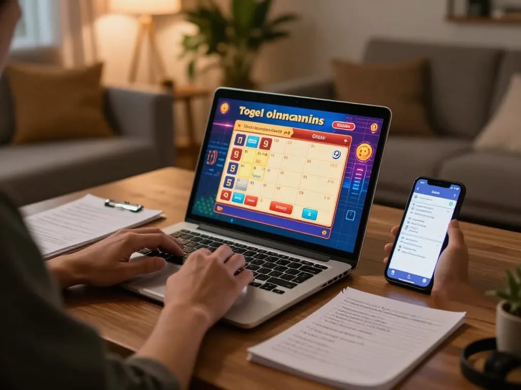 Engaging gameplay in togel online setup with strategy notes and cozy atmosphere