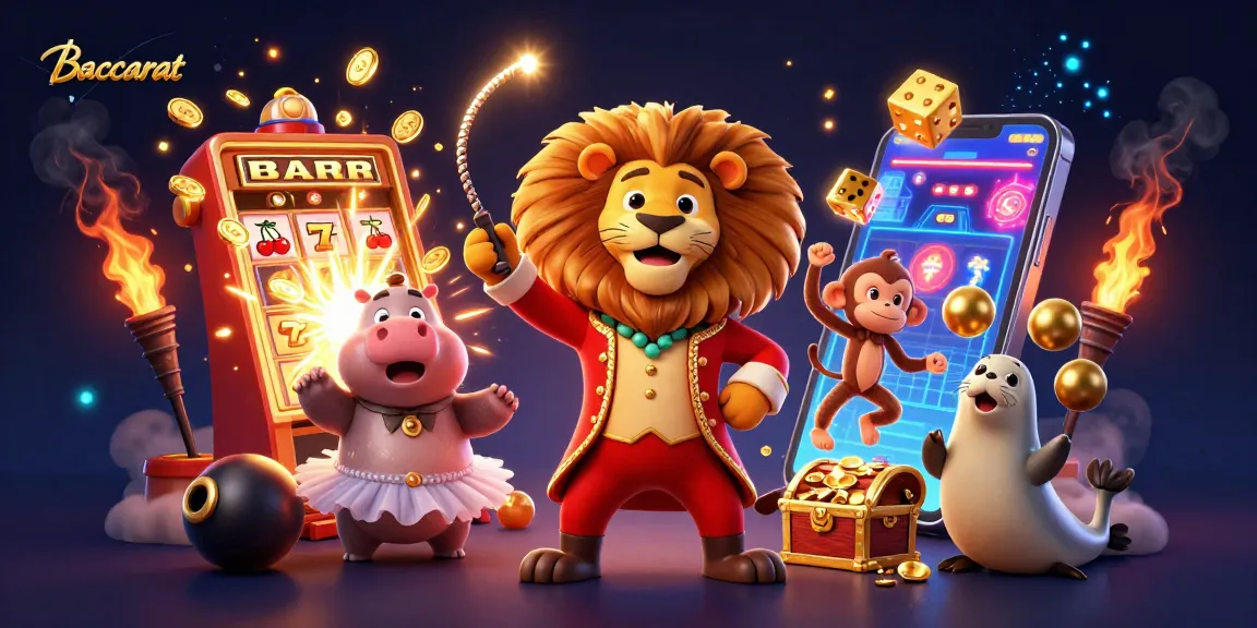 Baccarat action at a vibrant casino scene with animated characters and dynamic gaming elements.