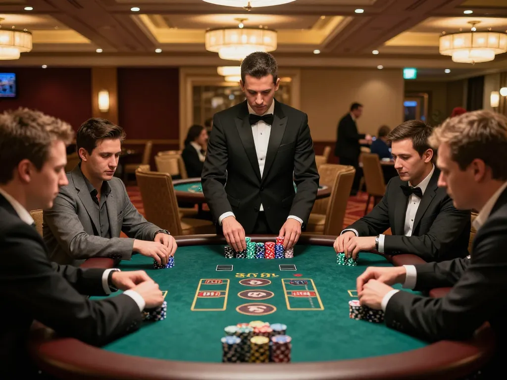 Players strategizing their bets at a 789win blackjack table in a luxurious casino.