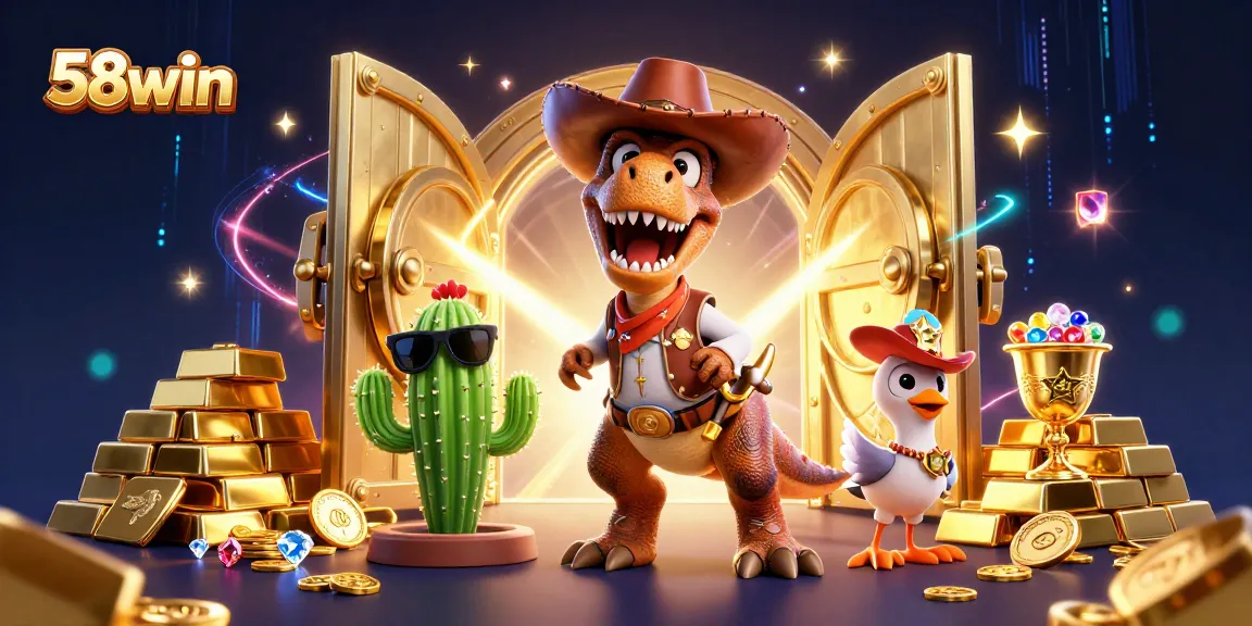 Spin the reels and win with 58win’s vibrant casino illustration featuring rich treasures!