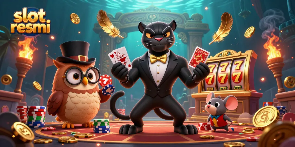 Discover the excitement of slot resmi featuring a stylish panther and enchanting characters in a vibrant casino scene.
