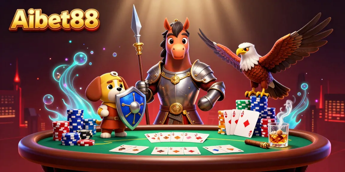 Aibet88 offers thrilling poker action with immersive characters in a colorful casino setting.