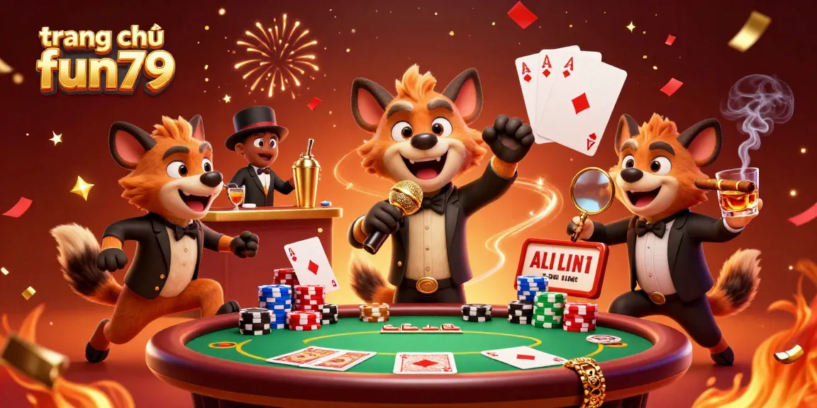 Engage with the vibrant world of trang chủ fun79, illustrated through animated hyenas in a lively casino setting.