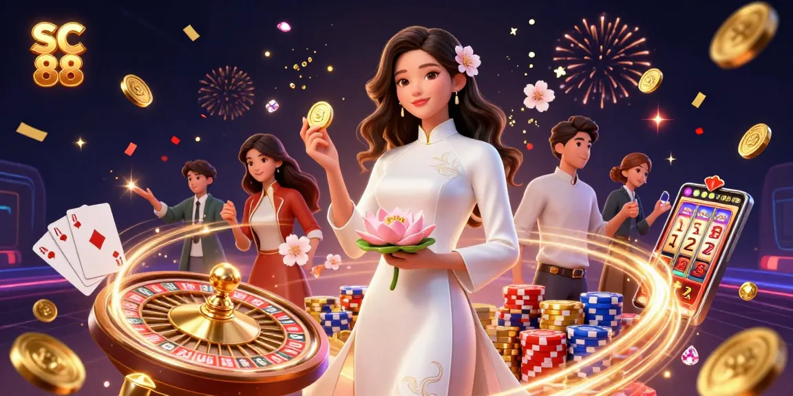 Experience the thrill of SC 88 with a stunning 3D casino scene of winning moments and vibrant energy.