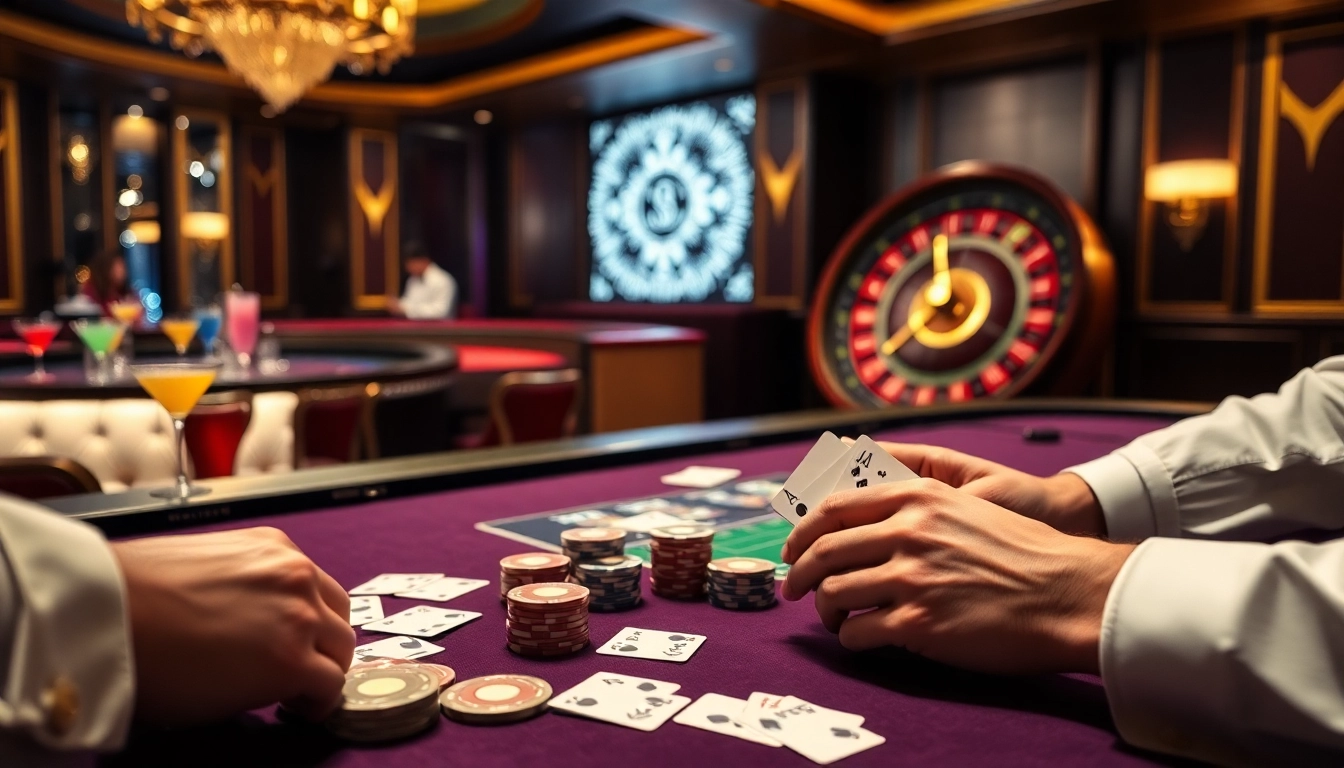 Experience the thrill of tai go 88 with a luxurious casino scene featuring poker tables and roulette.