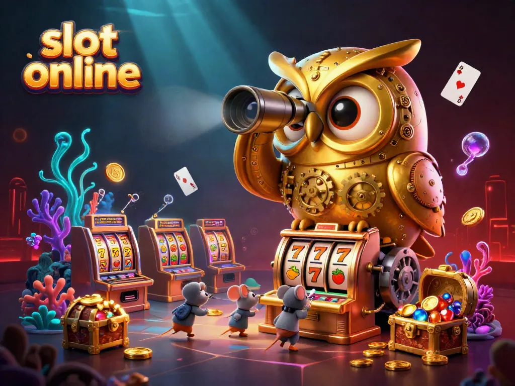 Slot online menghadirkan suasana kasino berkilauan dengan karakter kartun dan elemen permainan eksotis.
