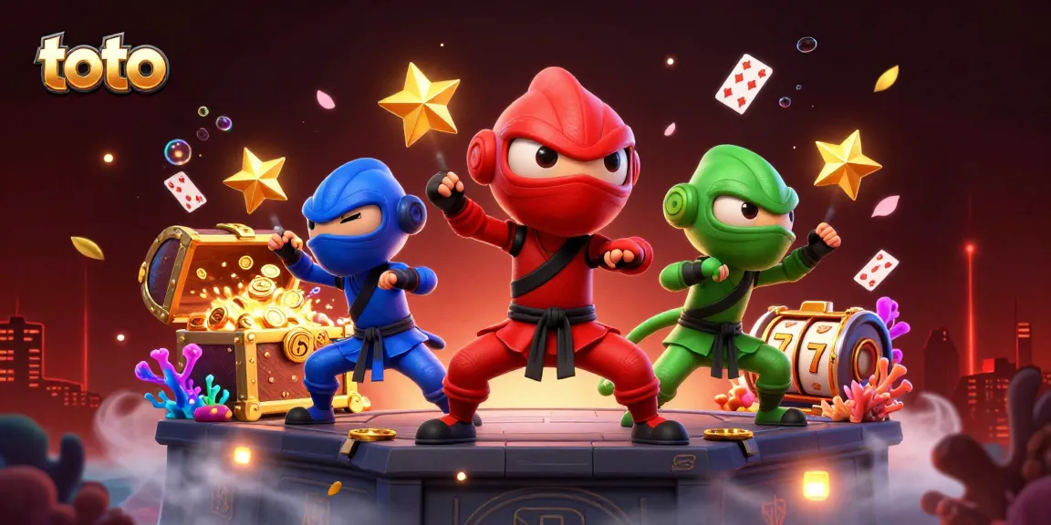 Engage in thrilling gaming action with toto in this vibrant casino-inspired 3D illustration.