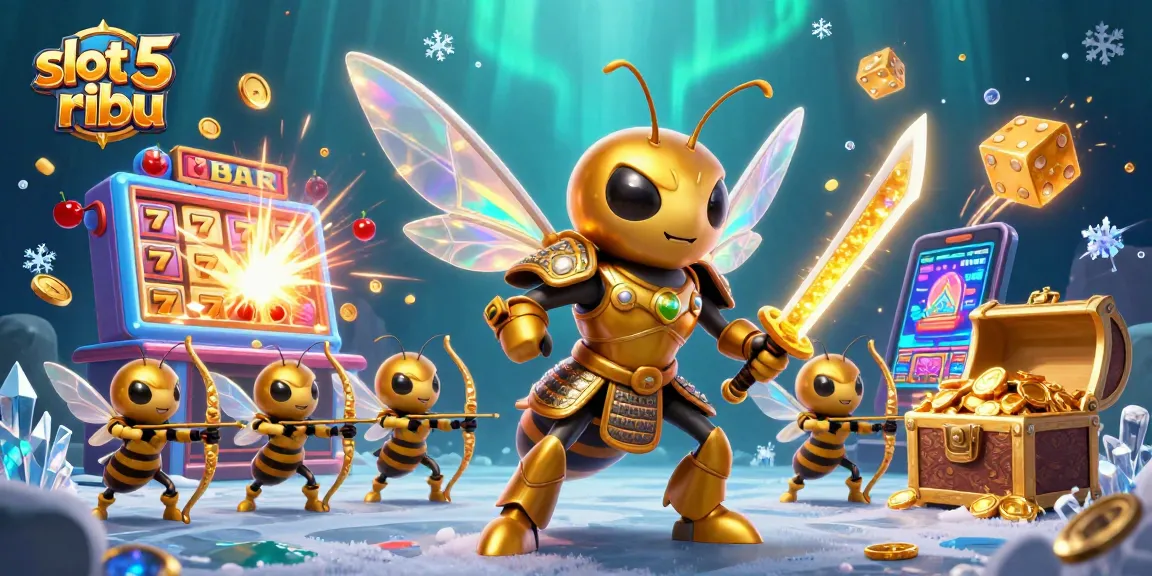 Experience thrilling wins with slot 5 ribu in this vibrant casino adventure illustration featuring jackpots and dynamic gaming elements.