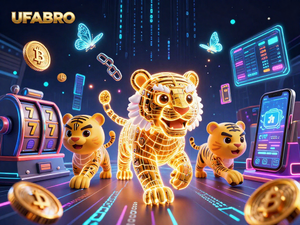UFABRO offers an exciting digital casino experience featuring vibrant slot reels and cryptocurrencies.