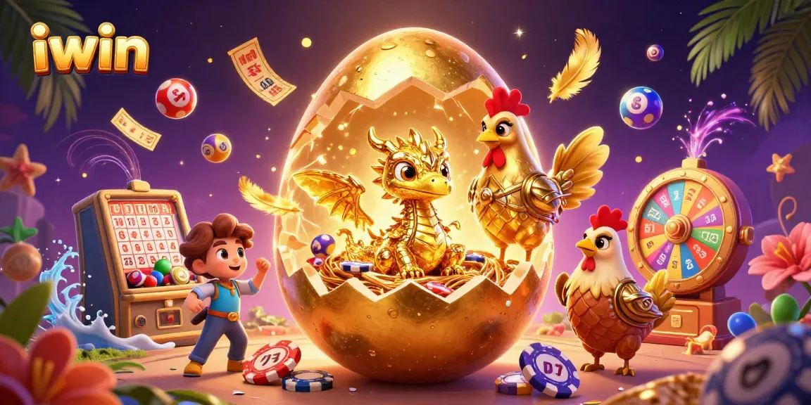 Experience the excitement at iwin with a golden dragon and casino treasures in a vibrant scene.