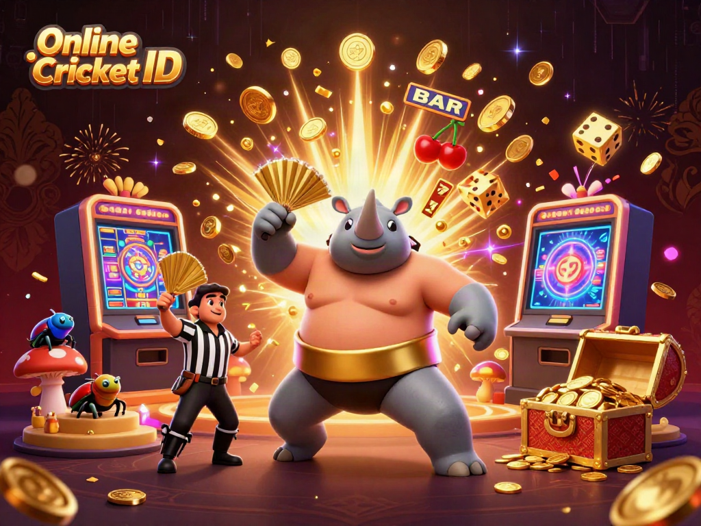 Experience thrilling moments with your Online Cricket ID as a sumo beetle champion stomps through a vibrant casino