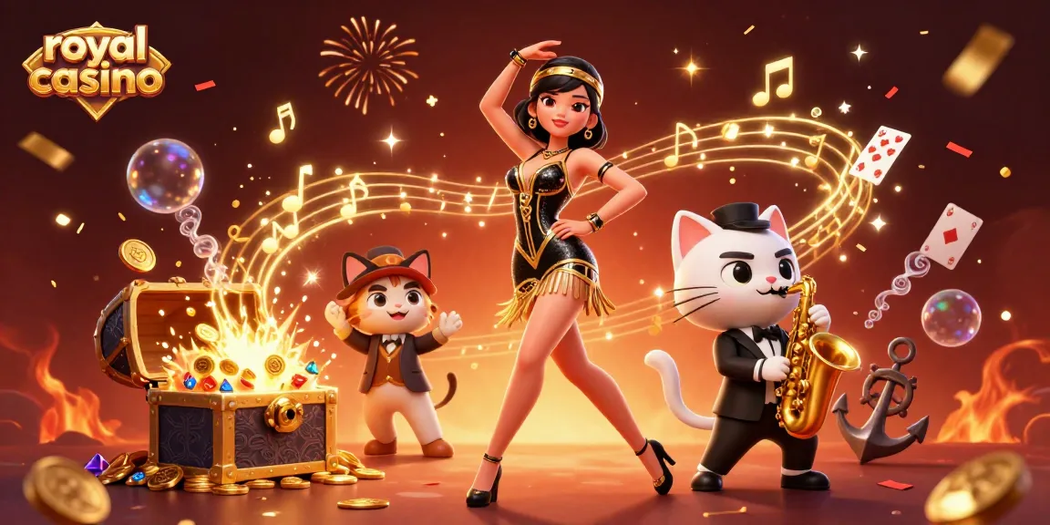 Engage with the royal casino experience showcasing vibrant characters, playful gameplay, and festive elements.
