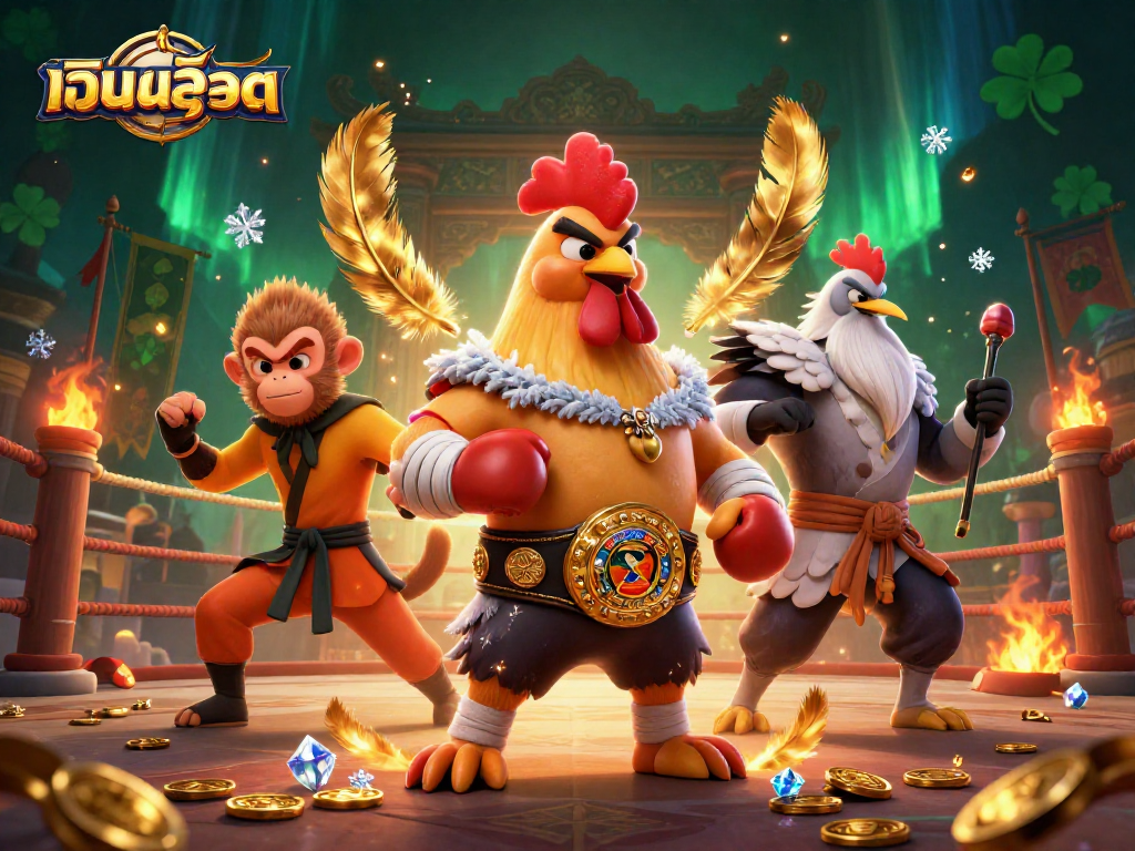 Experience the thrill with เว็บสล็อต featuring unique characters in an action-packed casino scene.