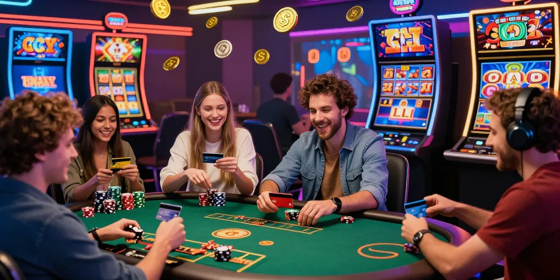 Players enjoying credit card casinos with exciting games and vibrant graphics