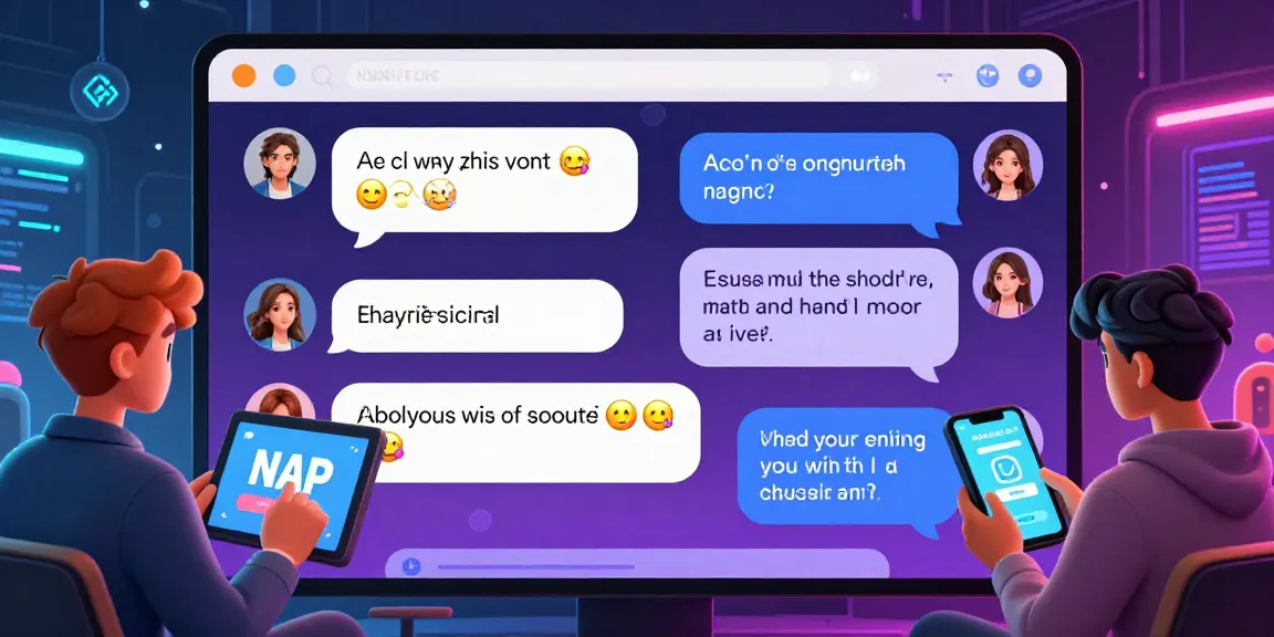 Dynamic hentai ai chat scene featuring animated characters interacting in a vibrant digital environment, showcasing playful conversations and emotive chat bubbles.