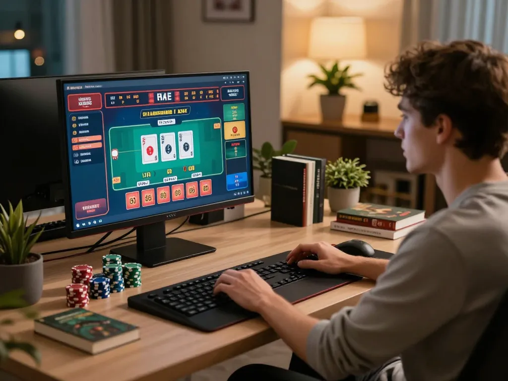king33 player enjoying live dealer games at home with vibrant casino interface
