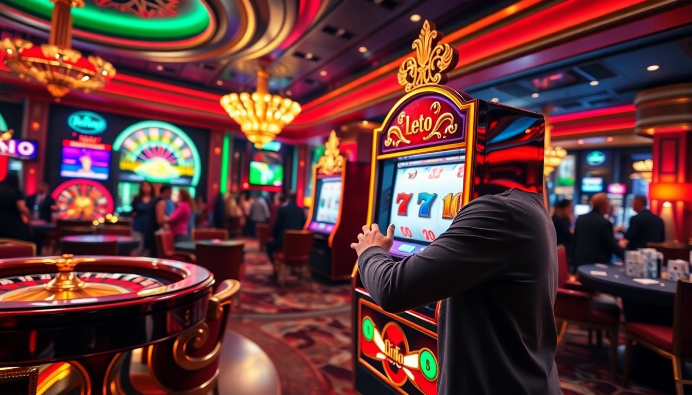 Player wins at the viral4d slot machine in a vibrant casino setting.