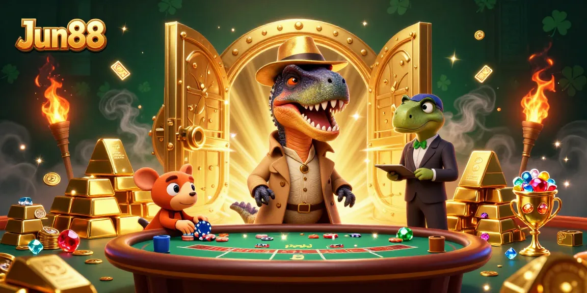 Experience exhilarating gaming at Jun88 casino with vibrant 3D illustration of card counter antics.