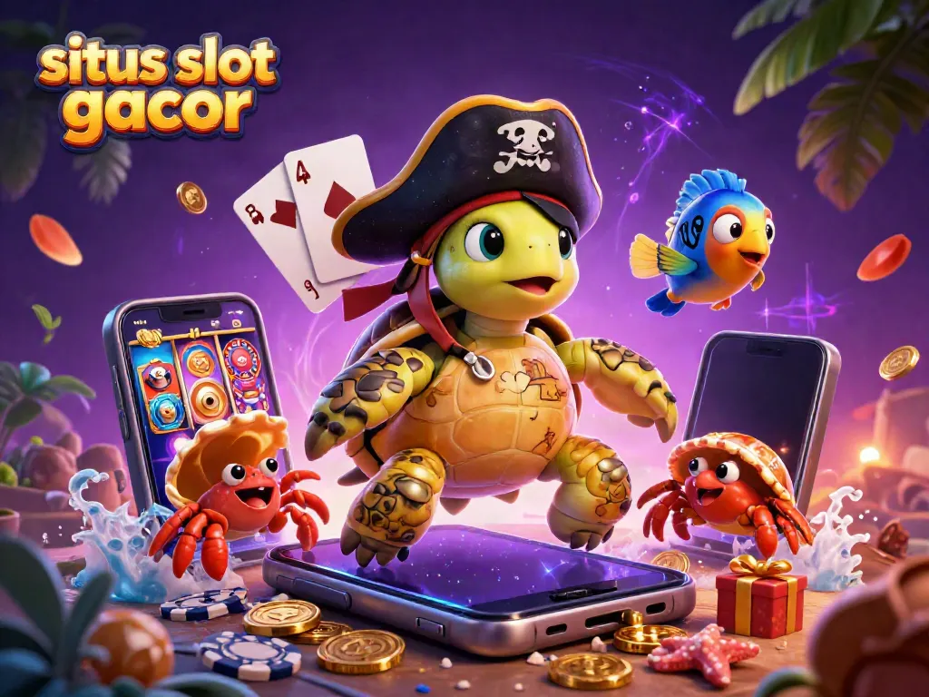 Slot gacor situs slot dengan karakter menarik, ponsel game, dan harta karun.