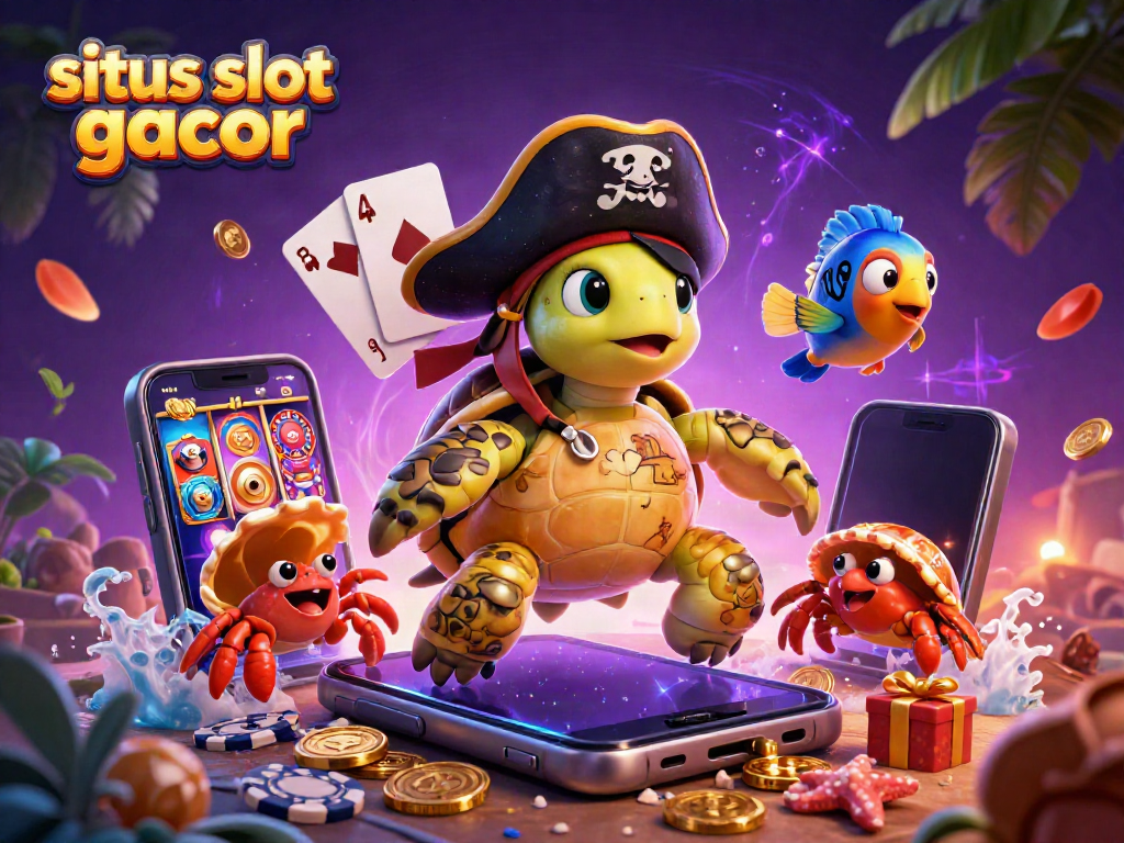 Slot gacor situs slot dengan karakter menarik, ponsel game, dan harta karun.