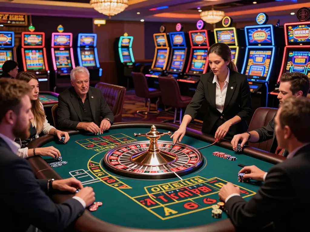 Players experiencing thrilling moments at the LGOLUX roulette table with vibrant casino ambiance.