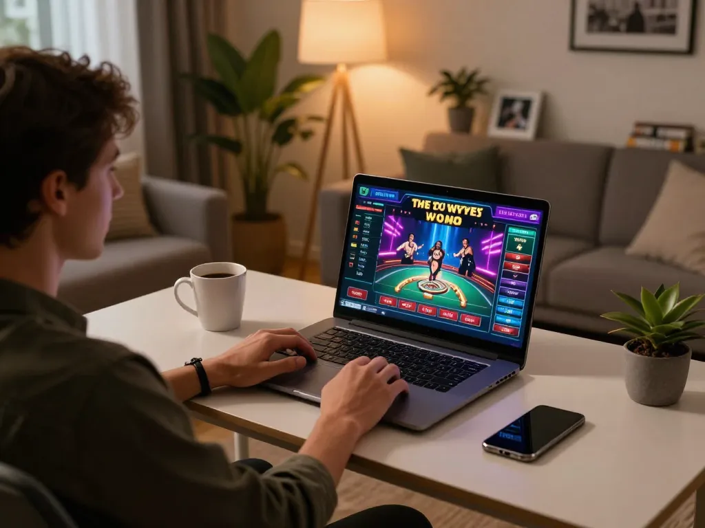 Engaged player using z16 laptop at home for exciting online casino gameplay
