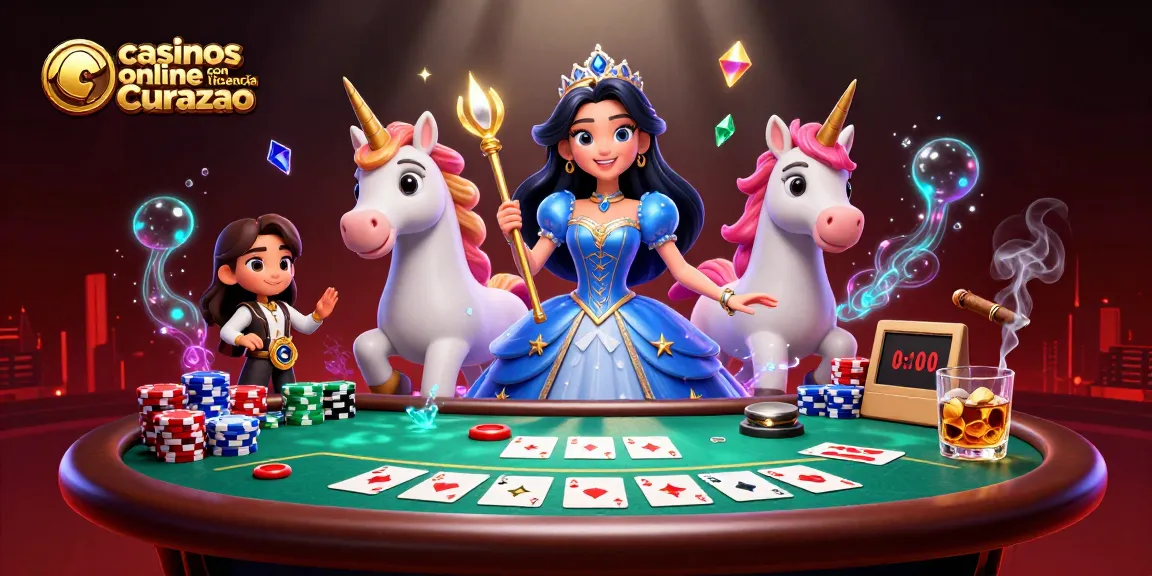 Engage with casinos online con licencia Curazao in a vibrant scene featuring lively characters and rich casino elements.