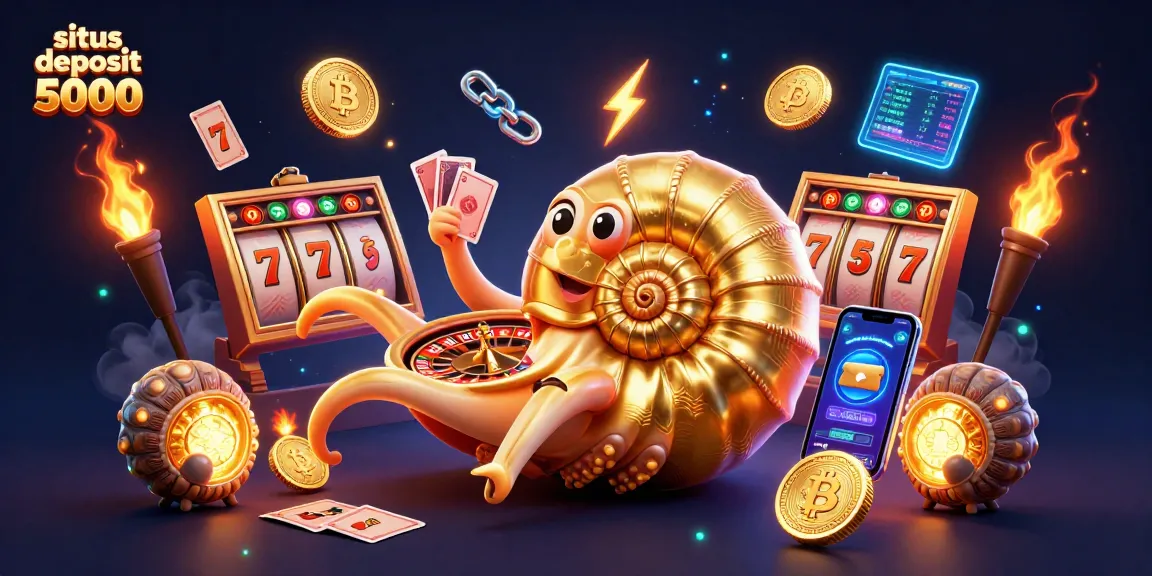 Experience excitement with situs deposit 5000 in this vibrant, glowing 3D casino scene.