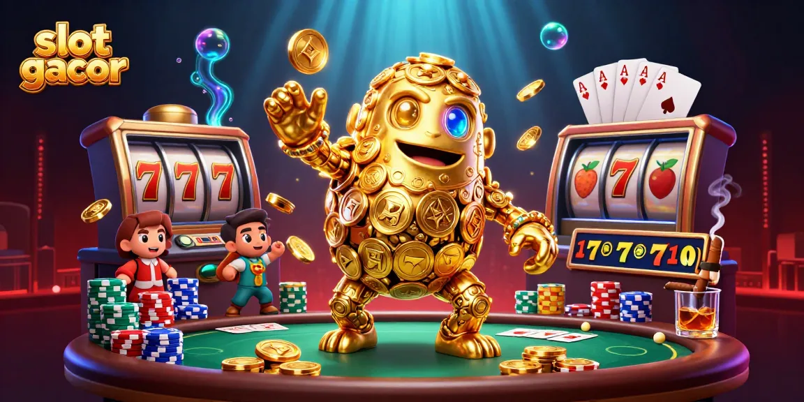 Putaran slot gacor yang menghidupkan permainan dengan golem emas dan simbol slot menari.