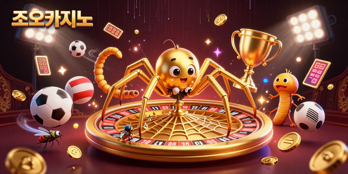 Join the excitement at 조이카지노, where a fly bets with a golden spider spinning a roulette web.