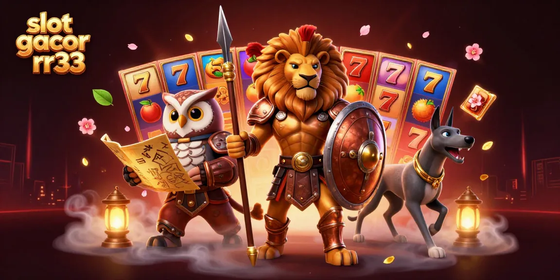 Engage with exciting slot gacor rr33 gaming featuring vibrant slot reels and dynamic characters in a rich environment.