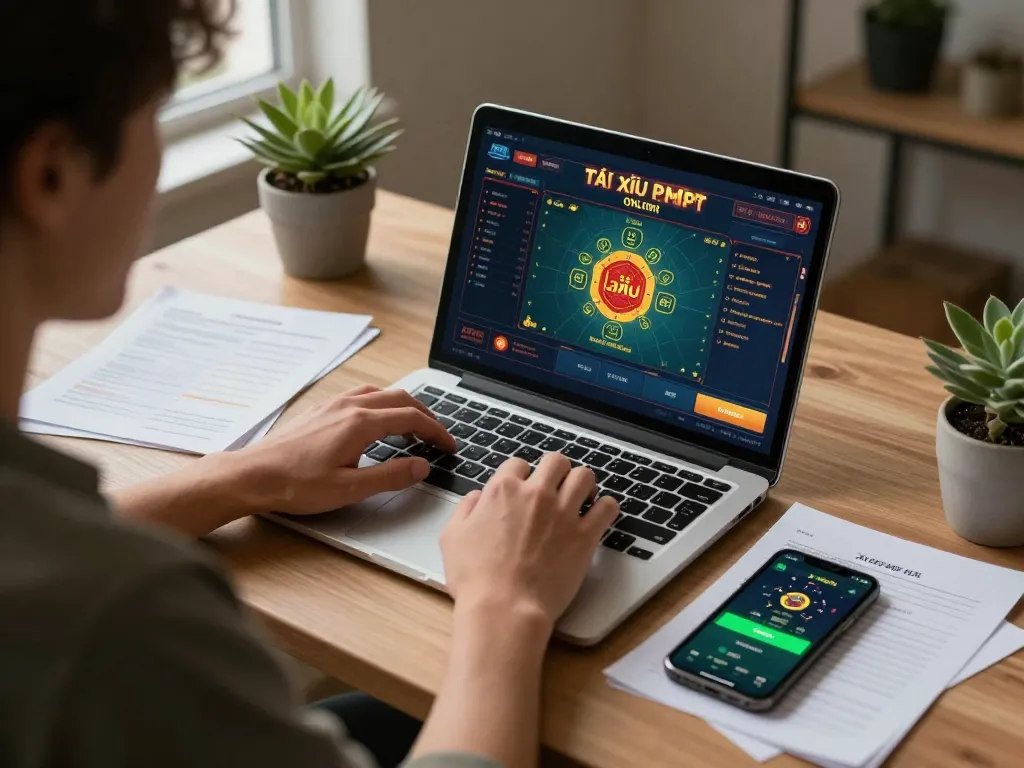 Tài xỉu online gameplay setup showing a player analyzing their betting strategies.