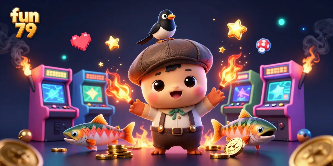Engaging fun 79 experience with playful Nessie, gold coins, and vibrant gaming elements.