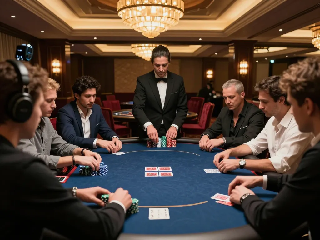 Players engaging in serious poker gameplay at a casino, seeking more info on strategies for better odds.