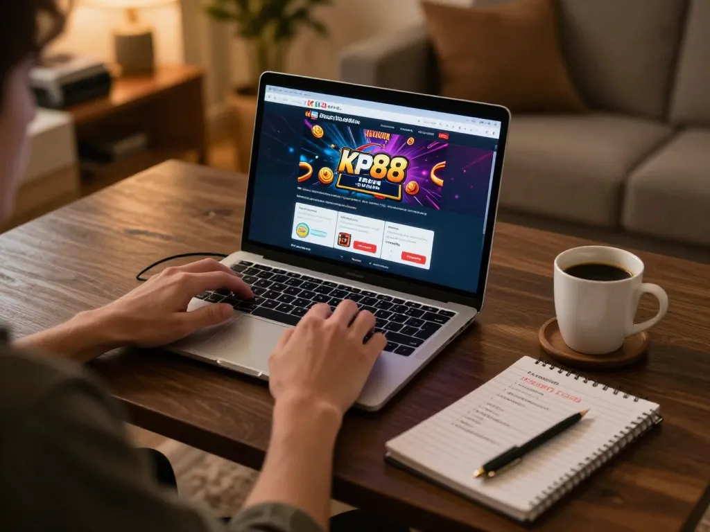 Engaging with kp88 com casino on a cozy home gaming setup with strategy notes.