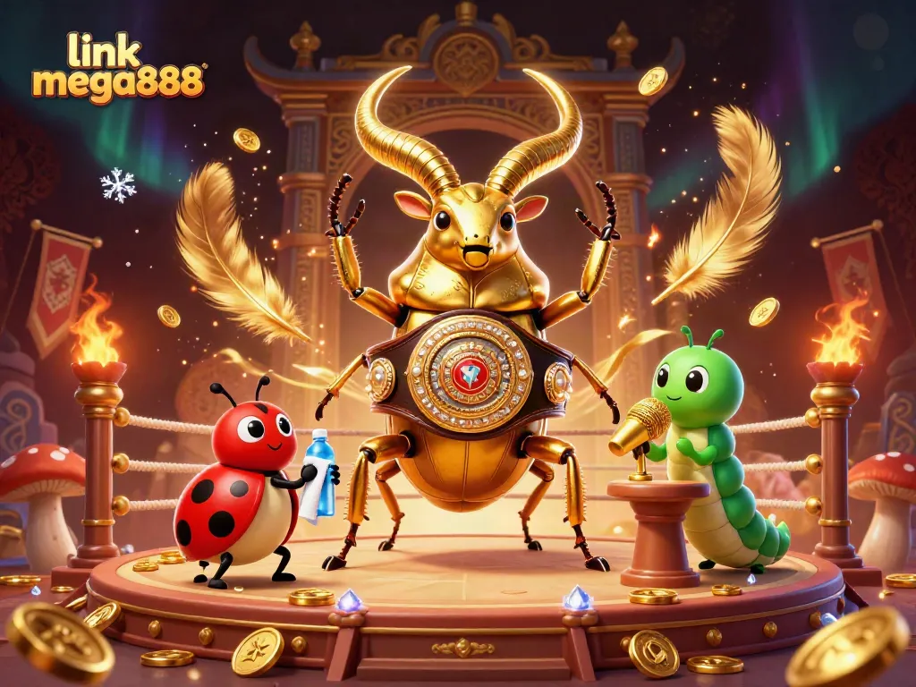 Engage with the excitement of link mega888 in this dynamic 3D casino illustration featuring unique characters and vibrant gambling elements.