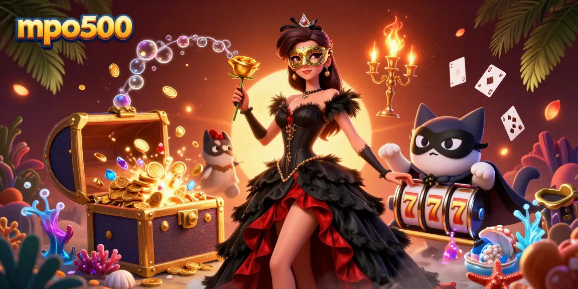 Experience thrills with mpo500 in an enchanting casino scene filled with luxury and gaming.