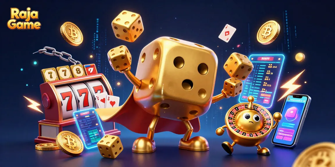 Engage in thrilling gameplay with Raja Game's vibrant 3D illustration showcasing exciting slots and jackpot elements.