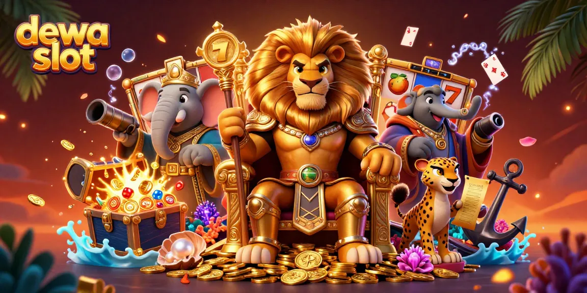 Slot gacor dewa slot menanti jackpot dalam ilustrasi 3D penuh warna menarik.
