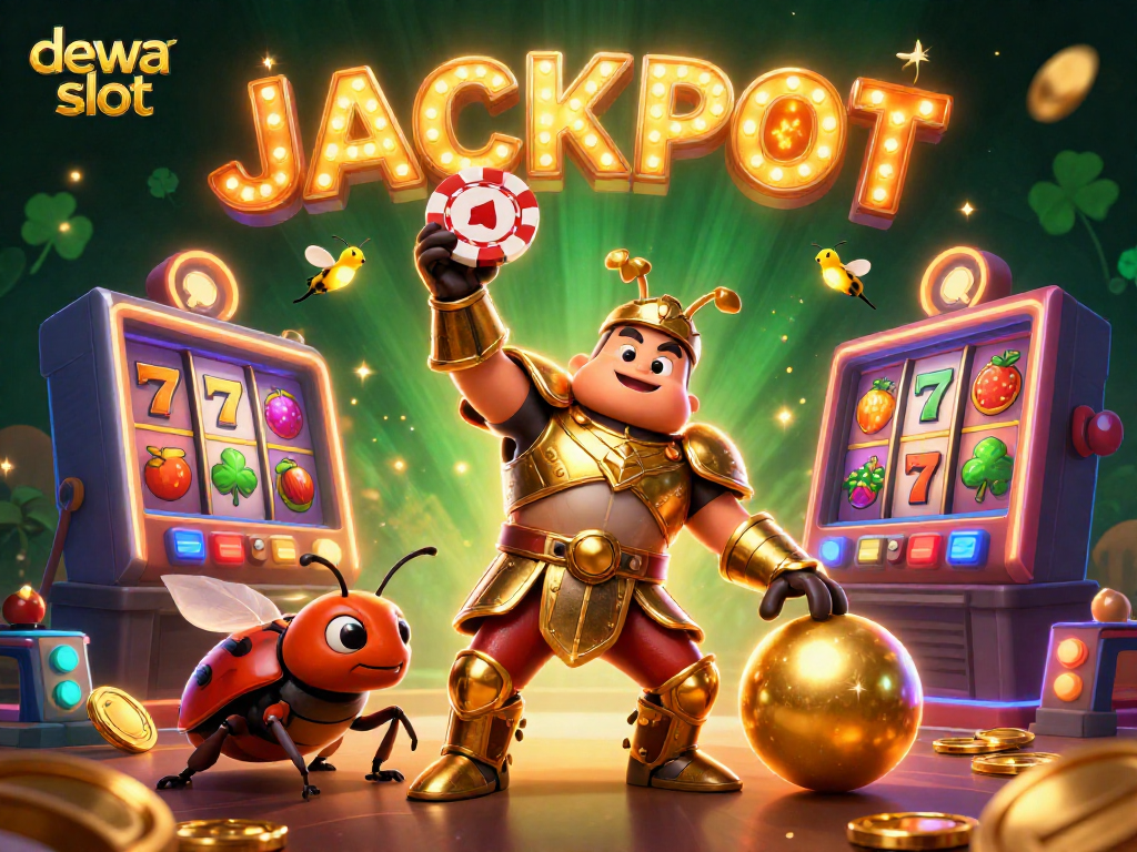 Menangkan jackpot pada dewa slot dengan ilustrasi keren dari perisai emas hercules dan bug teman yang menarik.