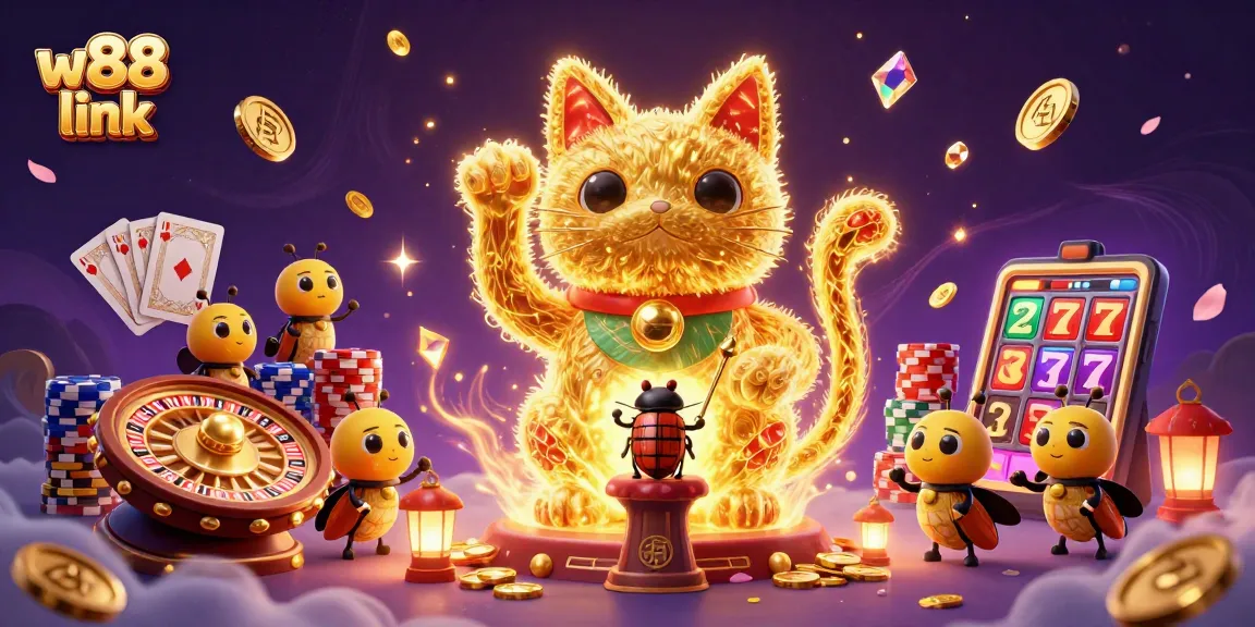 Experience thrilling betting adventures with the vibrant w88 link casino illustration showcasing lucky symbols.