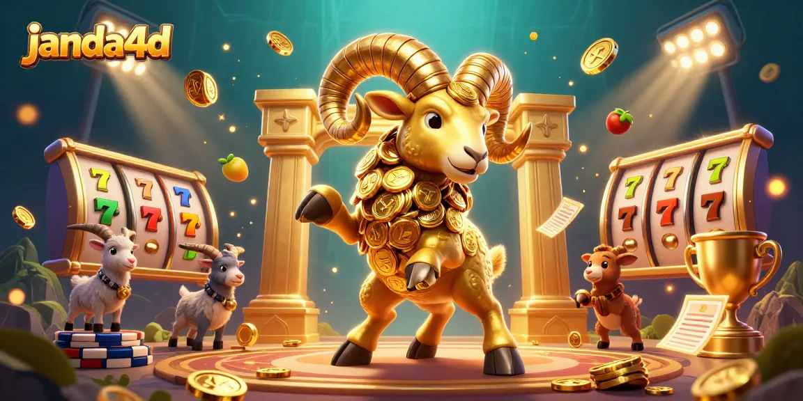 Permainan janda4d dengan simbol keberuntungan dan jackpot berwarna cerah dalam ilustrasi 3D yang menawan