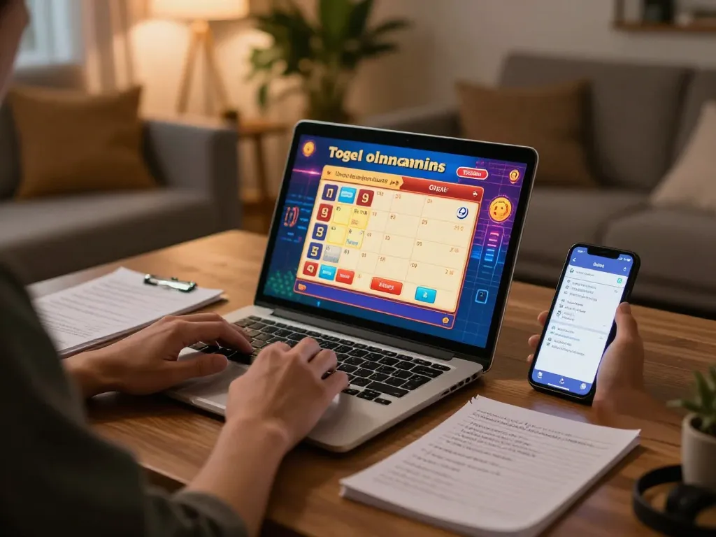 Engaging gameplay in togel online setup with strategy notes and cozy atmosphere
