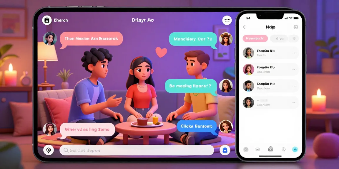 Engaging NSFW AI roleplay digital environment with interactive avatars and chat features.