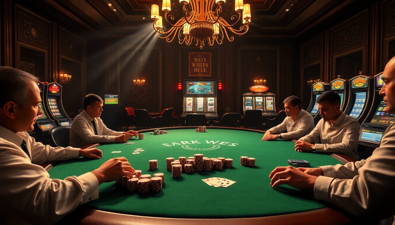 The hidden wiki dark web unveils a vibrant casino scene of poker action with intense players and colorful chips.