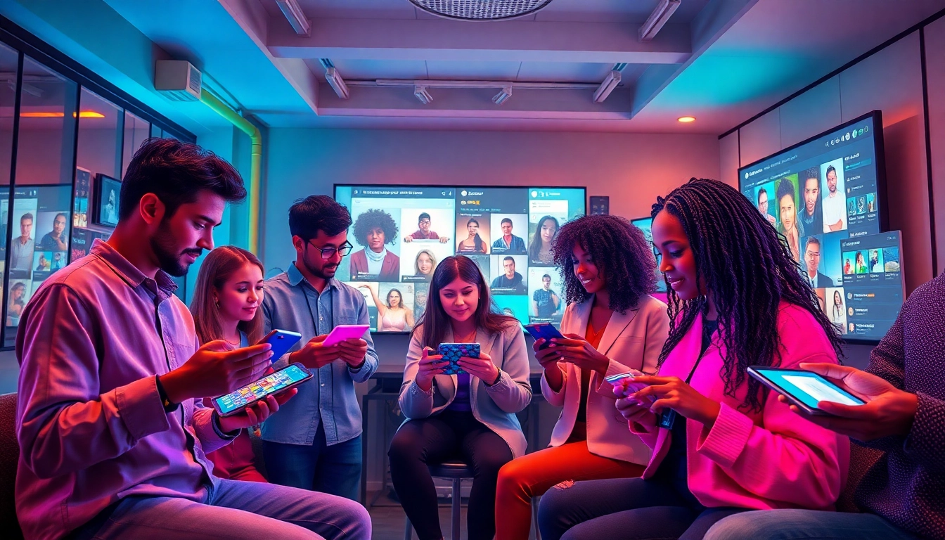 Find OnlyFans creators through engaging digital interactions in a vibrant space.